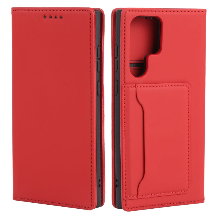 For Samsung Galaxy S22 Ultra 5G Strong Magnetism Liquid Feel Horizontal Flip Leather Phone Case