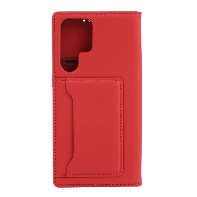 For Samsung Galaxy S22 Ultra 5G Strong Magnetism Liquid Feel Horizontal Flip Leather Phone Case