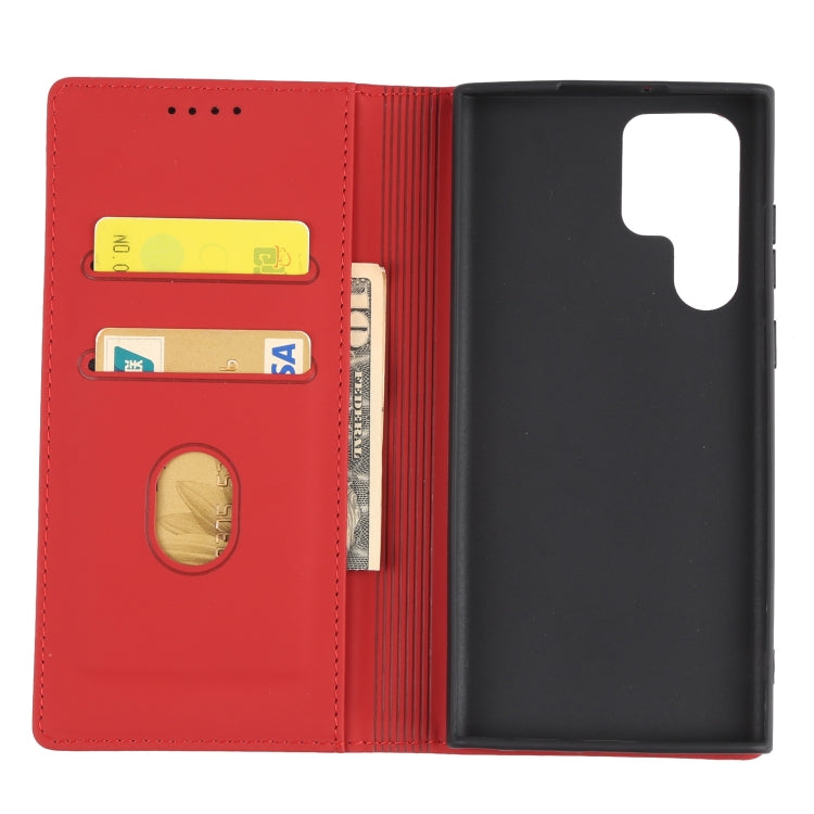 For Samsung Galaxy S22 Ultra 5G Strong Magnetism Liquid Feel Horizontal Flip Leather Phone Case