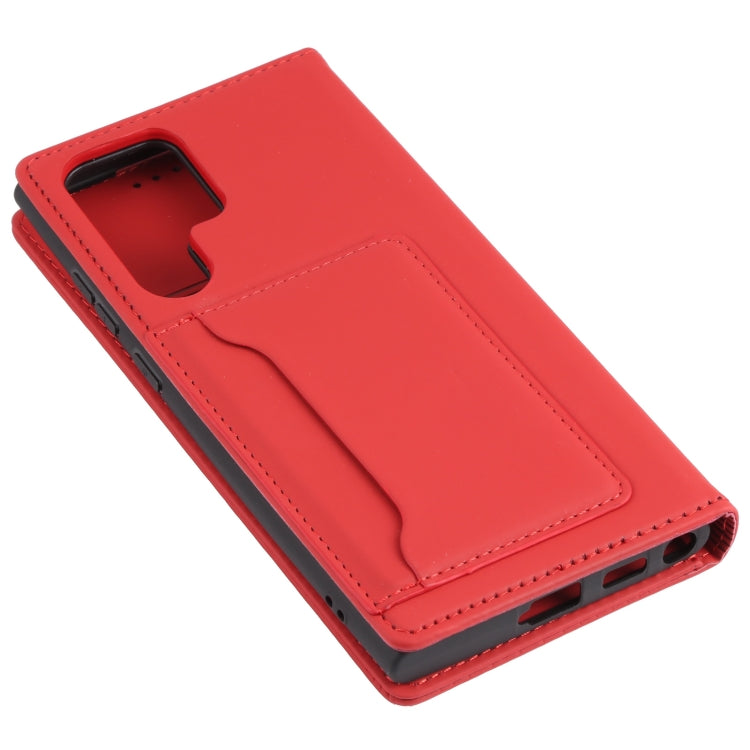 For Samsung Galaxy S22 Ultra 5G Strong Magnetism Liquid Feel Horizontal Flip Leather Phone Case