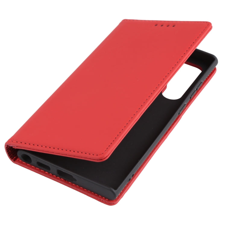 For Samsung Galaxy S22 Ultra 5G Strong Magnetism Liquid Feel Horizontal Flip Leather Phone Case