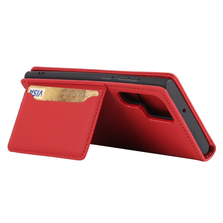For Samsung Galaxy S22 Ultra 5G Strong Magnetism Liquid Feel Horizontal Flip Leather Phone Case