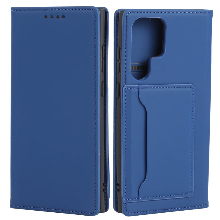 For Samsung Galaxy S22 Ultra 5G Strong Magnetism Liquid Feel Horizontal Flip Leather Phone Case