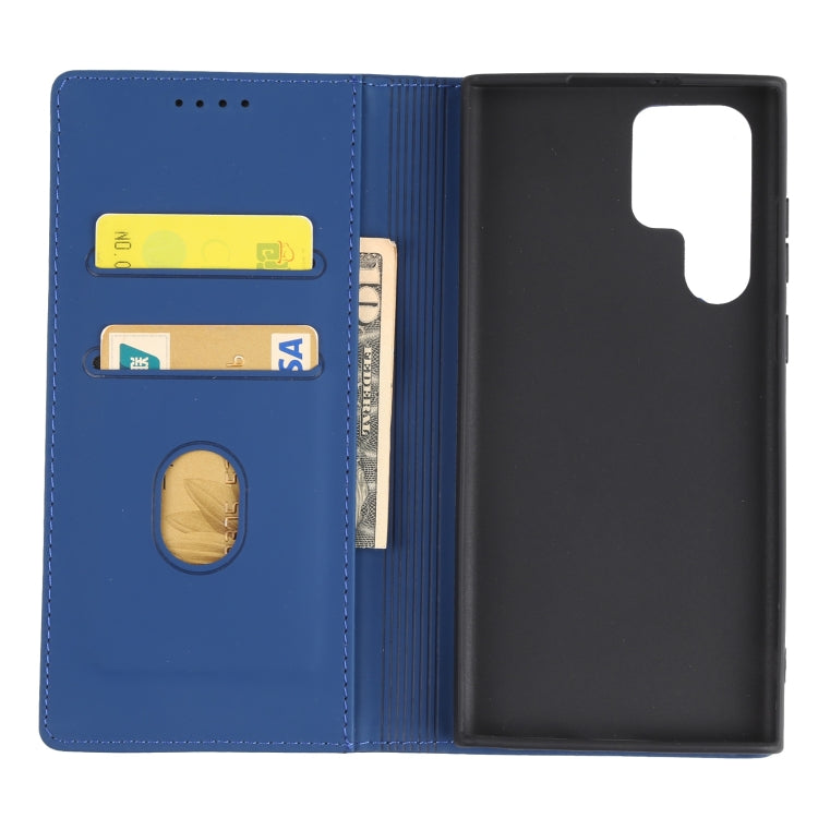 For Samsung Galaxy S22 Ultra 5G Strong Magnetism Liquid Feel Horizontal Flip Leather Phone Case