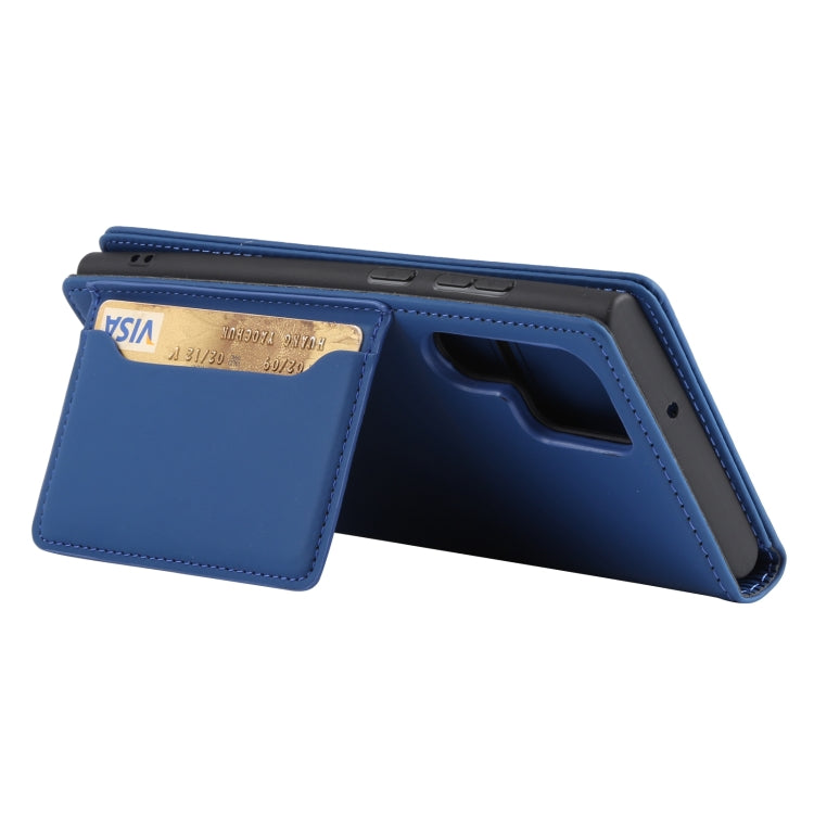 For Samsung Galaxy S22 Ultra 5G Strong Magnetism Liquid Feel Horizontal Flip Leather Phone Case