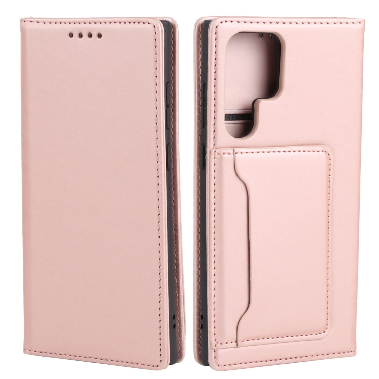 For Samsung Galaxy S22 Ultra 5G Strong Magnetism Liquid Feel Horizontal Flip Leather Phone Case
