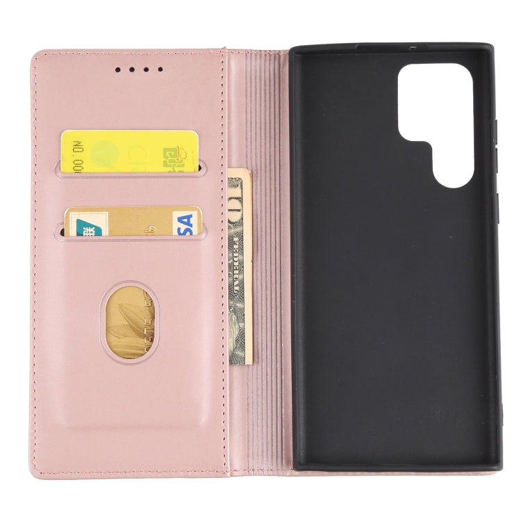 For Samsung Galaxy S22 Ultra 5G Strong Magnetism Liquid Feel Horizontal Flip Leather Phone Case