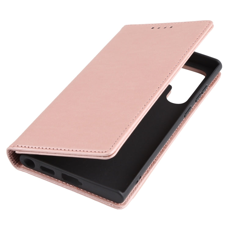 For Samsung Galaxy S22 Ultra 5G Strong Magnetism Liquid Feel Horizontal Flip Leather Phone Case