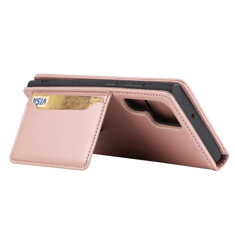 For Samsung Galaxy S22 Ultra 5G Strong Magnetism Liquid Feel Horizontal Flip Leather Phone Case