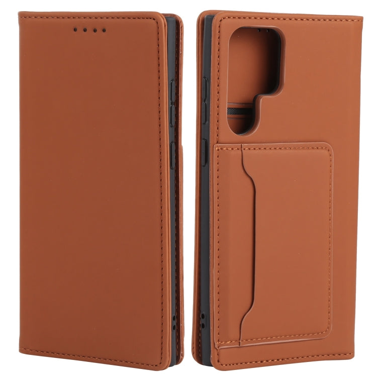For Samsung Galaxy S22 Ultra 5G Strong Magnetism Liquid Feel Horizontal Flip Leather Phone Case
