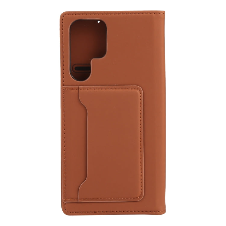 For Samsung Galaxy S22 Ultra 5G Strong Magnetism Liquid Feel Horizontal Flip Leather Phone Case