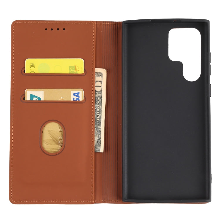 For Samsung Galaxy S22 Ultra 5G Strong Magnetism Liquid Feel Horizontal Flip Leather Phone Case