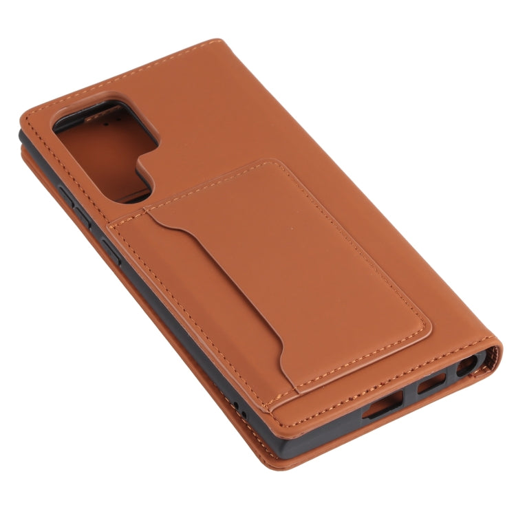 For Samsung Galaxy S22 Ultra 5G Strong Magnetism Liquid Feel Horizontal Flip Leather Phone Case