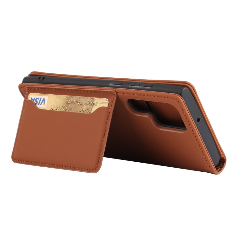 For Samsung Galaxy S22 Ultra 5G Strong Magnetism Liquid Feel Horizontal Flip Leather Phone Case
