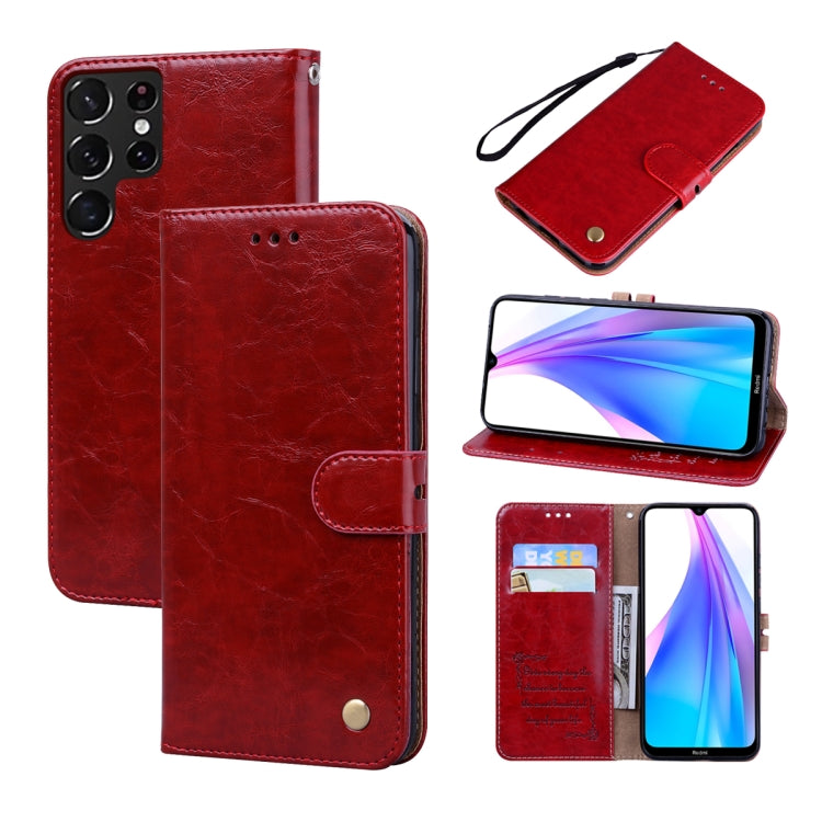 For Samsung Galaxy S22 Ultra 5G Oil Wax Texture Leather Phone Case