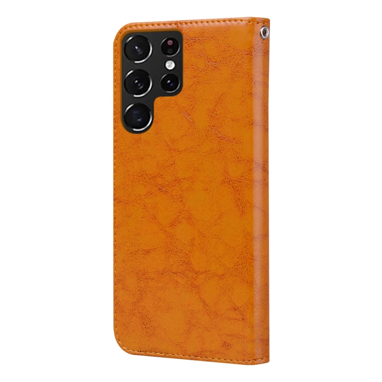 For Samsung Galaxy S22 Ultra 5G Oil Wax Texture Leather Phone Case