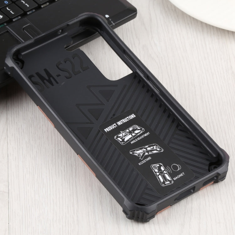 For Samsung Galaxy S22 5G Shockproof TPU + PC Magnetic Protective Phone Case with Holder