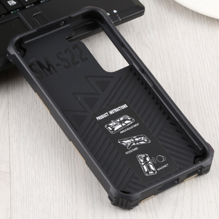 For Samsung Galaxy S22 5G Shockproof TPU + PC Magnetic Protective Phone Case with Holder