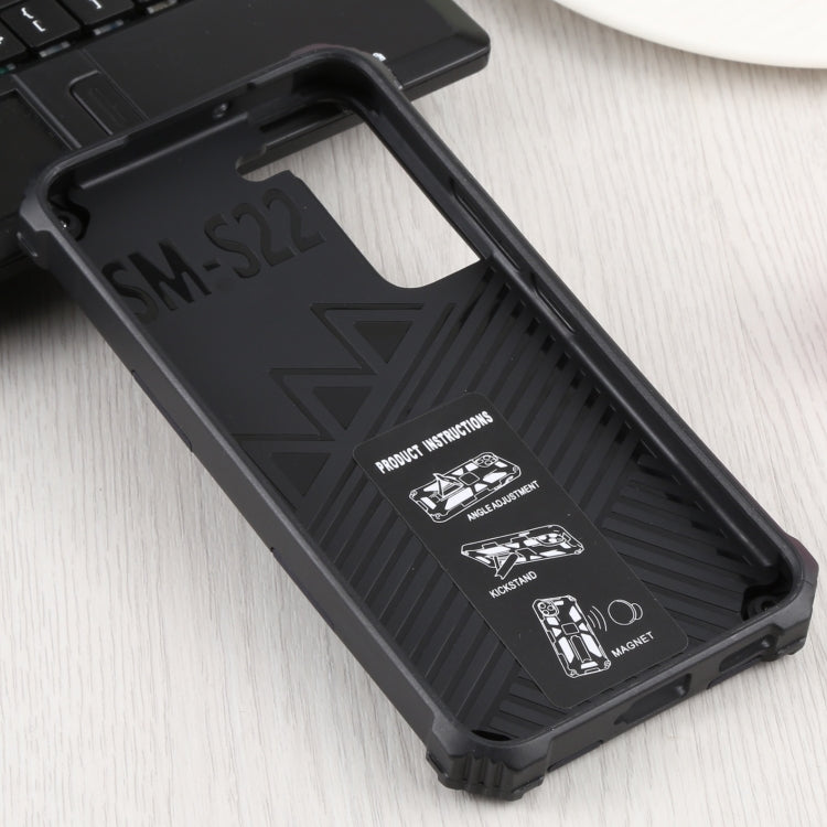 For Samsung Galaxy S22 5G Shockproof TPU + PC Magnetic Protective Phone Case with Holder