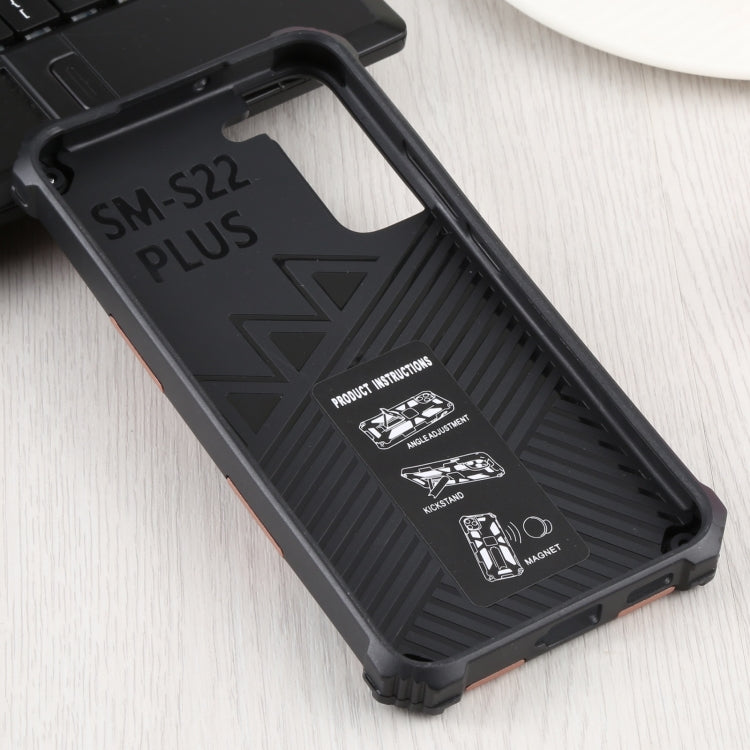For Samsung Galaxy S22+ 5G Shockproof TPU + PC Magnetic Protective Phone Case with Holder
