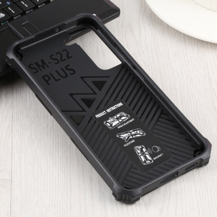 For Samsung Galaxy S22+ 5G Shockproof TPU + PC Magnetic Protective Phone Case with Holder