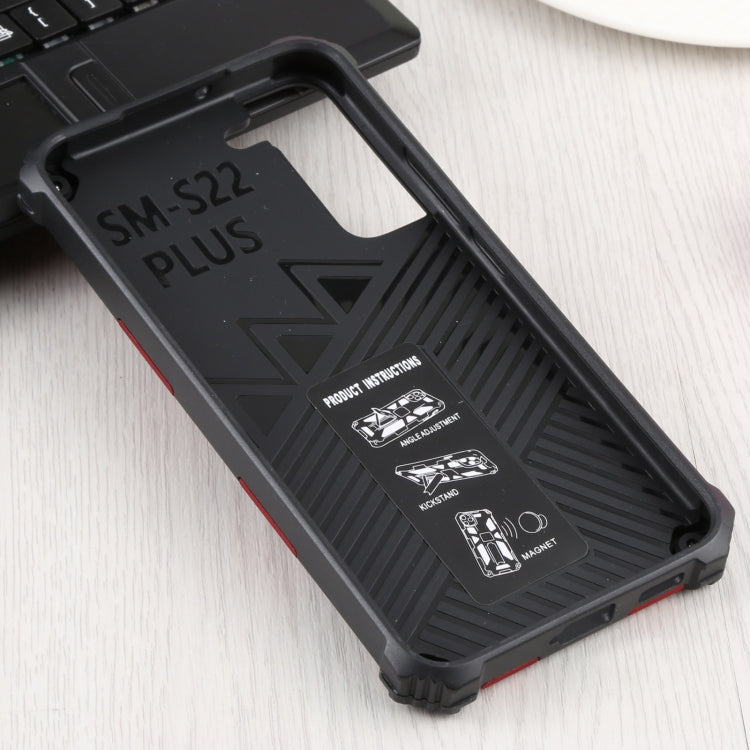 For Samsung Galaxy S22+ 5G Shockproof TPU + PC Magnetic Protective Phone Case with Holder