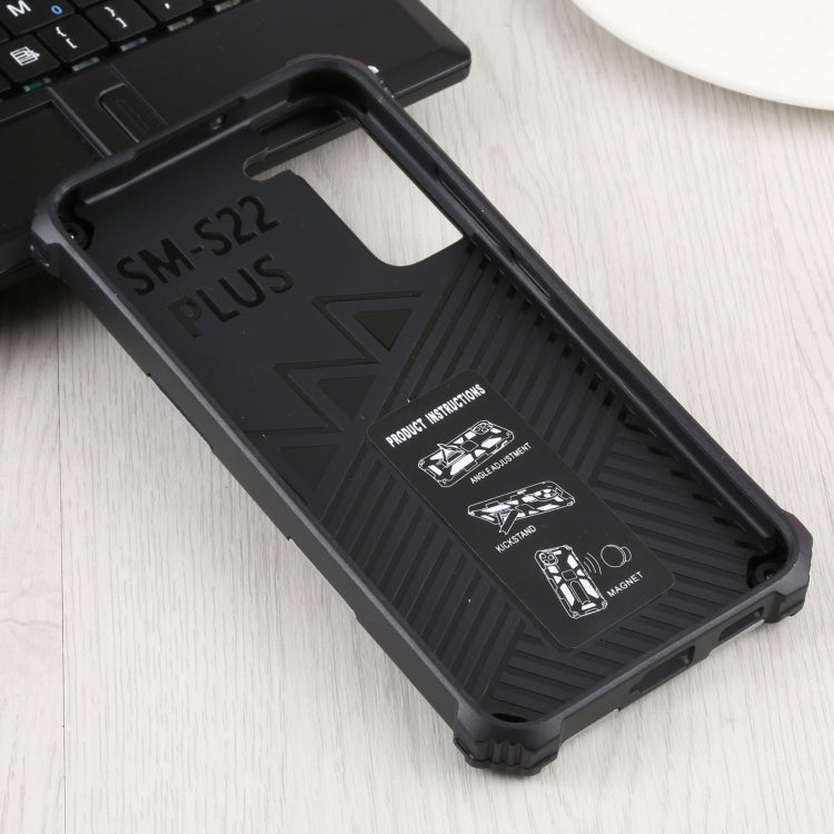 For Samsung Galaxy S22+ 5G Shockproof TPU + PC Magnetic Protective Phone Case with Holder