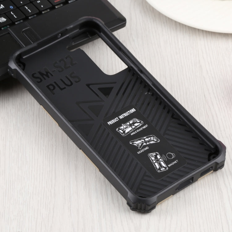 For Samsung Galaxy S22+ 5G Shockproof TPU + PC Magnetic Protective Phone Case with Holder