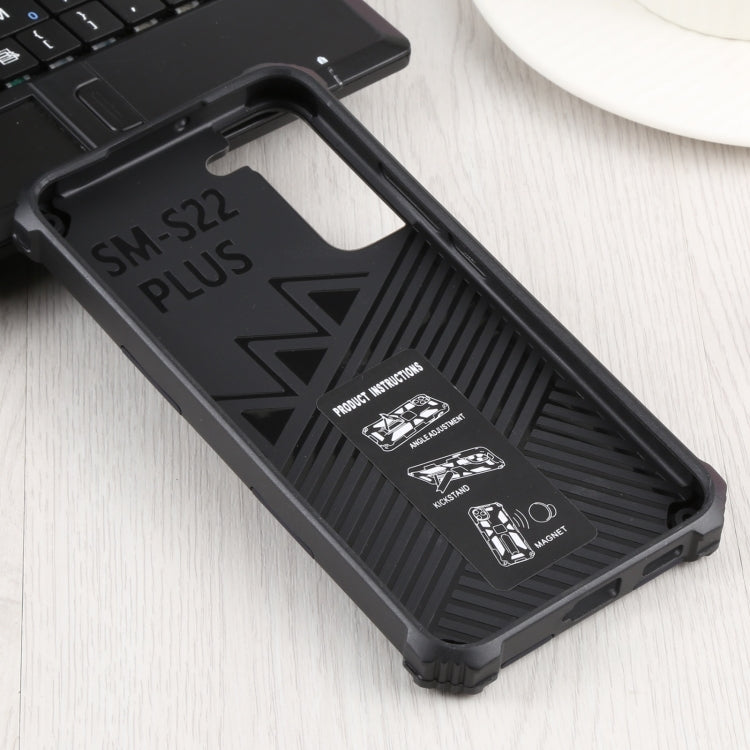 For Samsung Galaxy S22+ 5G Shockproof TPU + PC Magnetic Protective Phone Case with Holder