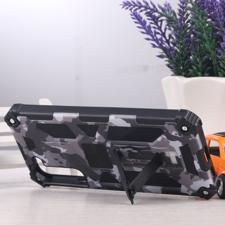 For Samsung Galaxy S22 5G Camouflage Armor Kickstand TPU + PC Magnetic Phone Case (Grey)