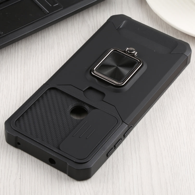 For Motorola Moto G Pure Sliding Camera Cover Design PC + TPU Shockproof Phone Case with Ring Holder & Card Slot