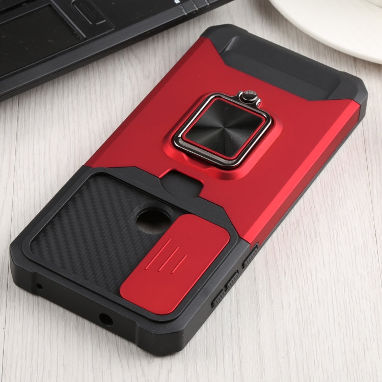 For Motorola Moto G Pure Sliding Camera Cover Design PC + TPU Shockproof Phone Case with Ring Holder & Card Slot