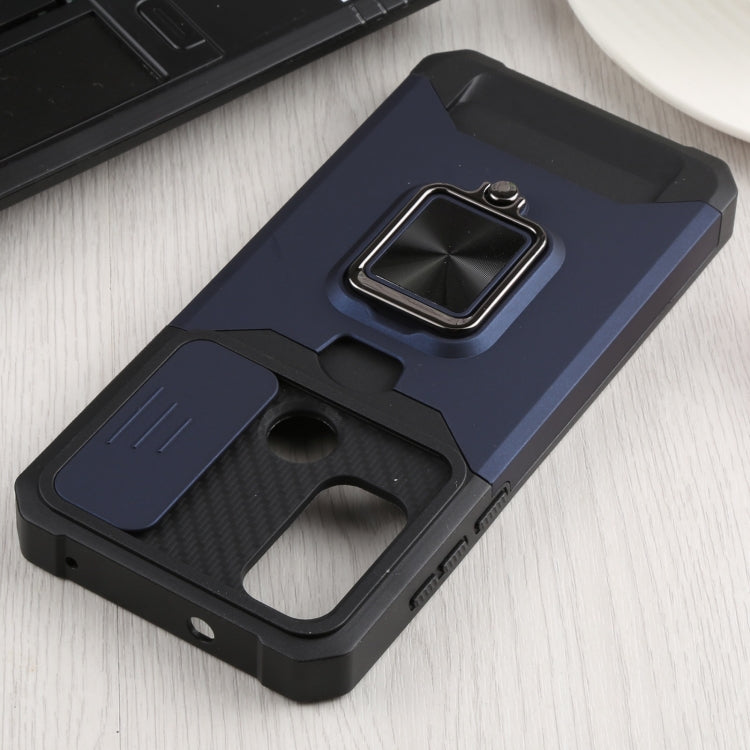 For Motorola Moto G Pure Sliding Camera Cover Design PC + TPU Shockproof Phone Case with Ring Holder & Card Slot