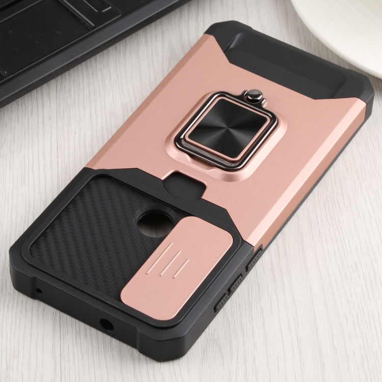 For Motorola Moto G Pure Sliding Camera Cover Design PC + TPU Shockproof Phone Case with Ring Holder & Card Slot