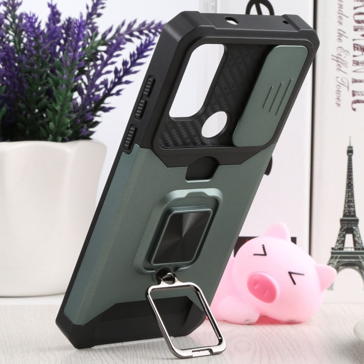 For Motorola Moto G Pure Sliding Camera Cover Design PC + TPU Shockproof Phone Case with Ring Holder & Card Slot