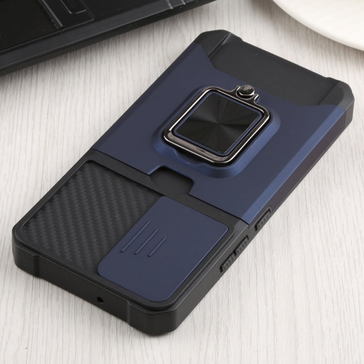 For Samsung Galaxy S22 5G Sliding Camera Cover Design PC + TPU Shockproof Phone Case with Ring Holder & Card Slot