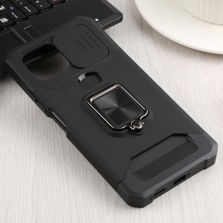 For Xiaomi Mi 11 Lite Sliding Camera Cover Design PC + TPU Shockproof Phone Case with Ring Holder & Card Slot