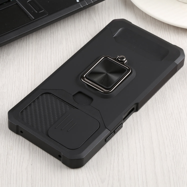 For Xiaomi Mi 11 Lite Sliding Camera Cover Design PC + TPU Shockproof Phone Case with Ring Holder & Card Slot