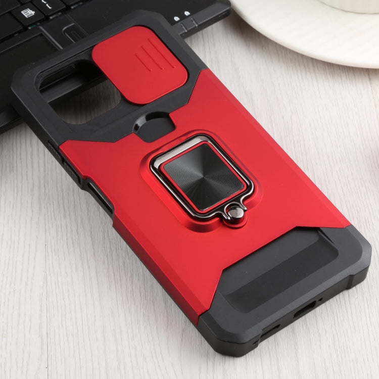 For Xiaomi Mi 11 Lite Sliding Camera Cover Design PC + TPU Shockproof Phone Case with Ring Holder & Card Slot