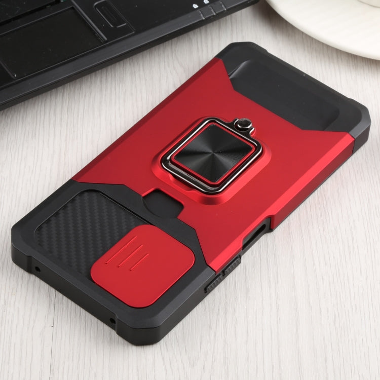 For Xiaomi Mi 11 Lite Sliding Camera Cover Design PC + TPU Shockproof Phone Case with Ring Holder & Card Slot