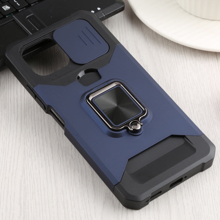 For Xiaomi Mi 11 Lite Sliding Camera Cover Design PC + TPU Shockproof Phone Case with Ring Holder & Card Slot