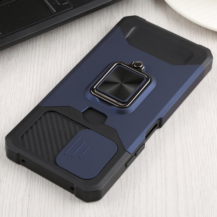 For Xiaomi Mi 11 Lite Sliding Camera Cover Design PC + TPU Shockproof Phone Case with Ring Holder & Card Slot