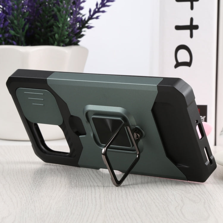 For Xiaomi Mi 11 Lite Sliding Camera Cover Design PC + TPU Shockproof Phone Case with Ring Holder & Card Slot