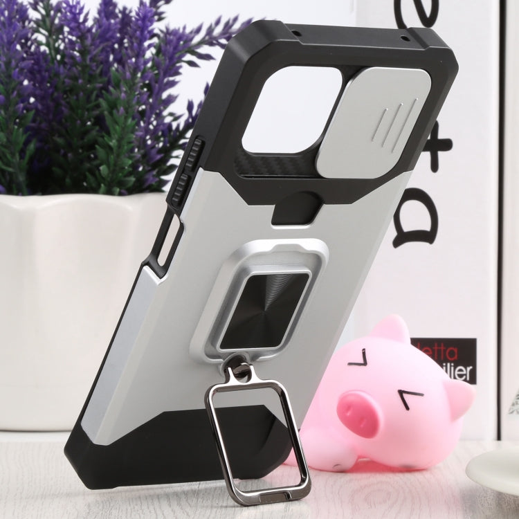 For Xiaomi Mi 11 Lite Sliding Camera Cover Design PC + TPU Shockproof Phone Case with Ring Holder & Card Slot