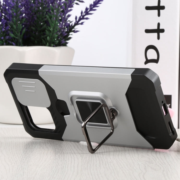 For Xiaomi Mi 11 Lite Sliding Camera Cover Design PC + TPU Shockproof Phone Case with Ring Holder & Card Slot