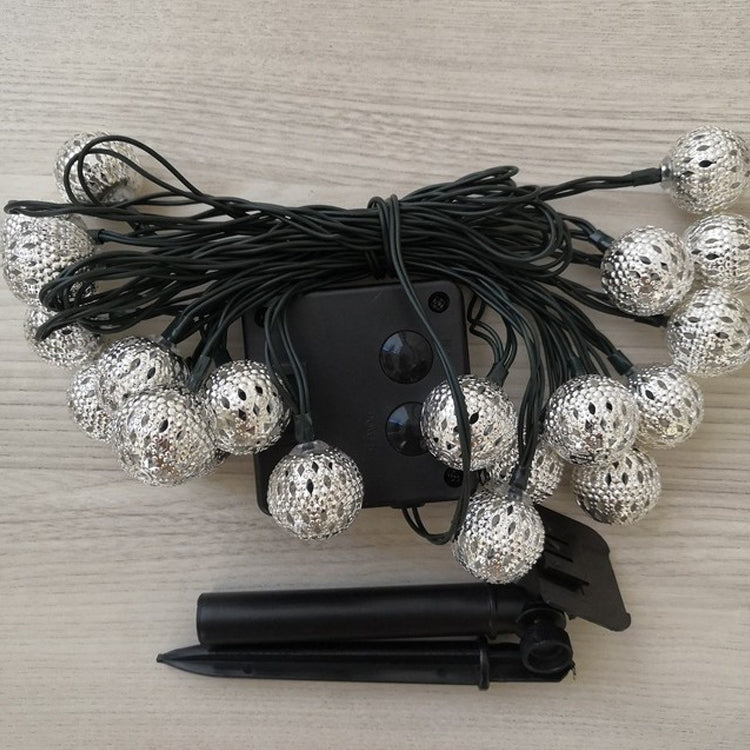 Ironwork Hollow Small Ball Outdoor LED Light String Garden Festival Decoration Light with Remote Control, Specification:Waterproof Battery Box 40 LEDs(Warm White)