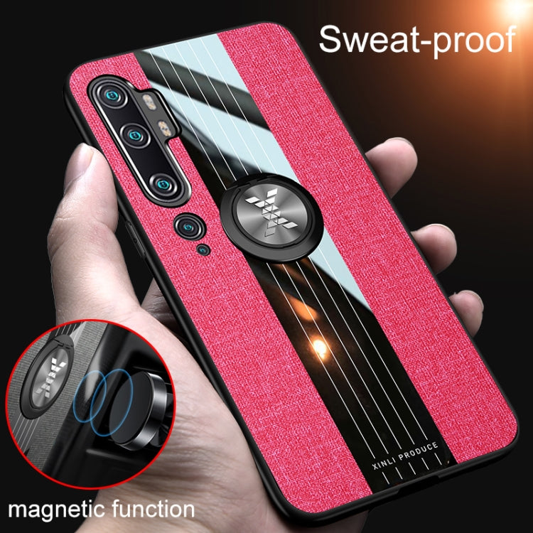 For Xiaomi Mi CC9 Pro XINLI Stitching Cloth Texture TPU Phone Case with Ring Holder