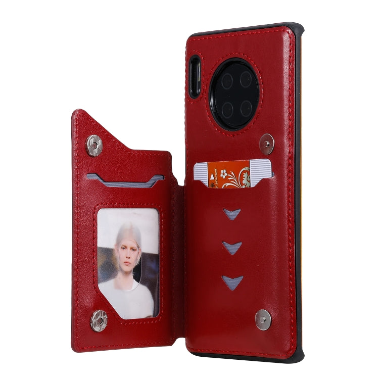 For Huawei Mate30 Pro Cat Tree Embossing Pattern Shockproof Protective Case with Card Slots & Photo Frame