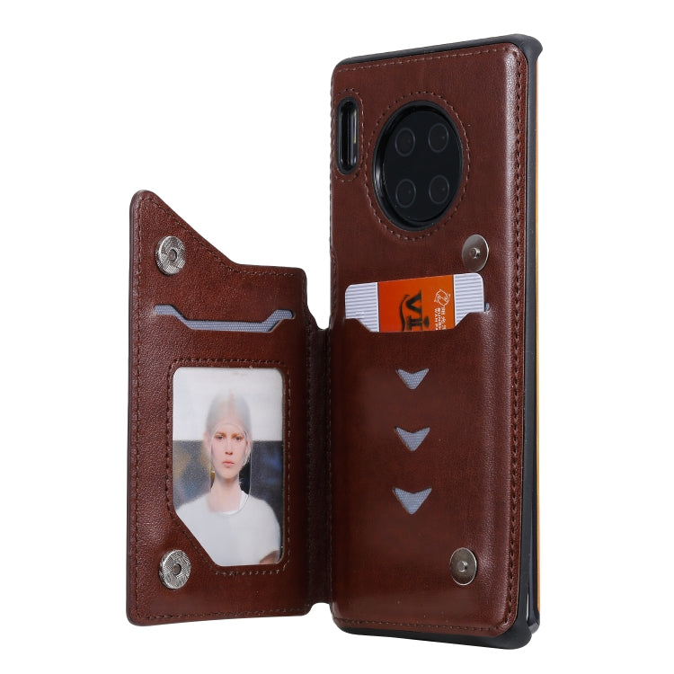 For Huawei Mate30 Pro Cat Tree Embossing Pattern Shockproof Protective Case with Card Slots & Photo Frame