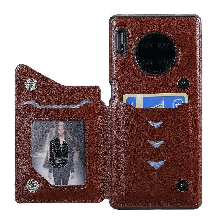 For Huawei Mate30 Pro Cat Tree Embossing Pattern Shockproof Protective Case with Card Slots & Photo Frame